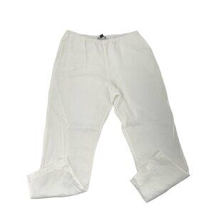 Go Silk 100% Linen Fully Lined Tapered Leg Pull-On Pants White size Large Petite